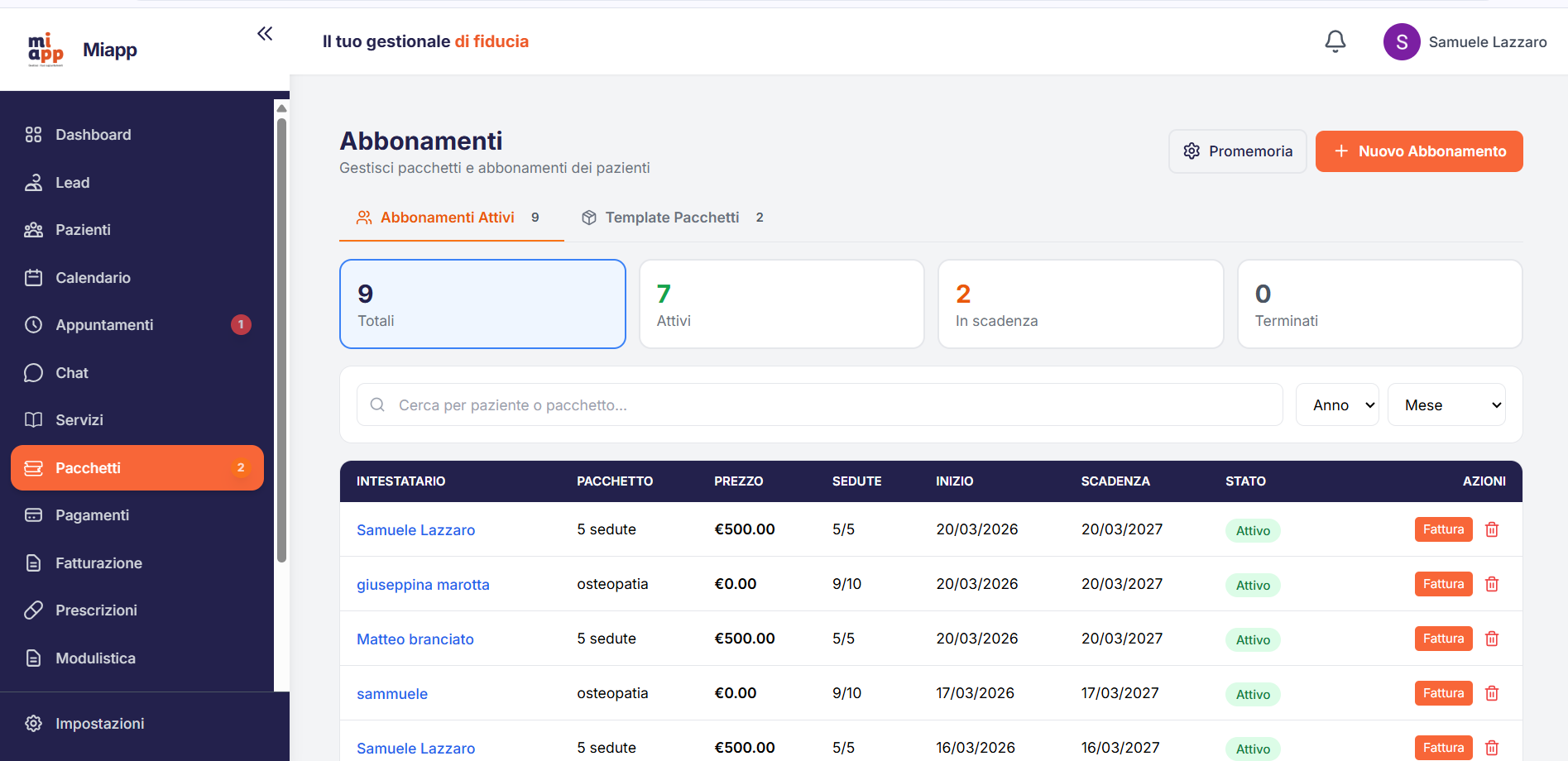 Pacchetti & Prescrizioni